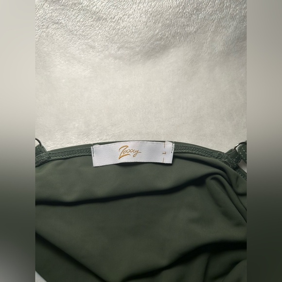 Olive Green Ruffled One-Piece Swimsuit - Picture 4 of 5